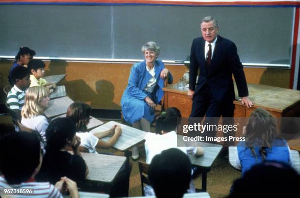 Geraldine Ferraro and Walter Mondale campaign at the Democratic Convention circa 1984 in San Francisco.