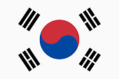 Vector flag of South Korea. Proportion 2:3. South Korean national flag. Taegukgi.