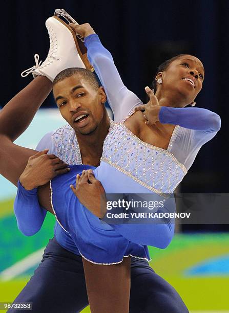 France's Vanessa James and Yannick Bonheur perform in their figure skating Pairs Freestyle program at the Pacific Coliseum in Vancouver during the...