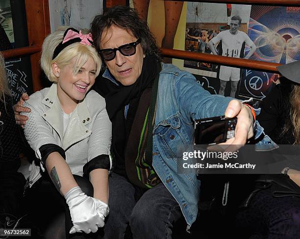 Kelly Osbourne and Photographer Mick Rock attend Peter Prince Collection "Virgin Spirit" Fall 2010 during Mercedes-Benz Fashion Week at Good Units on...