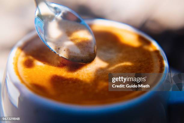 nice cup of coffee with a nice crema. - guido mieth stock-fotos und bilder