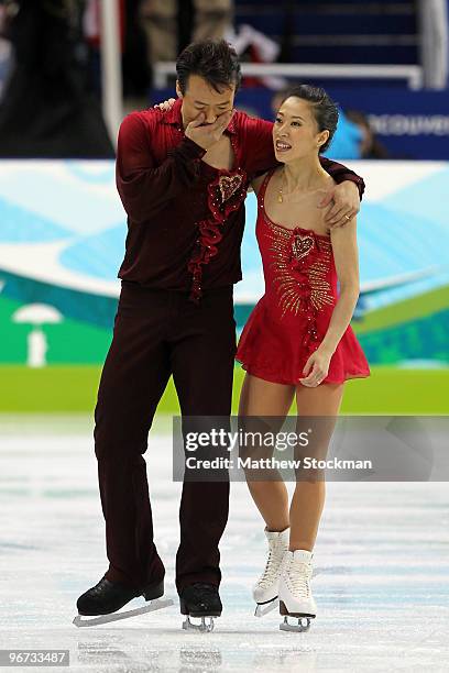 Xue Shen and Hongbo Zhao of China react after competing in the Figure Skating Pairs Free Program on day 4 of the Vancouver 2010 Winter Olympics at...
