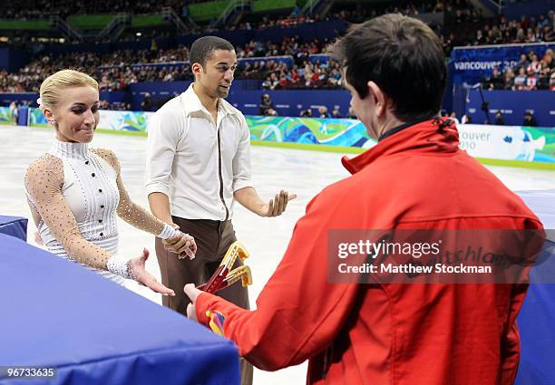 Aliona Savchenko and Robin Szolkowy of Germany are seen after they competed in the Figure Skating Pairs Free Program on day 4 of the Vancouver 2010...