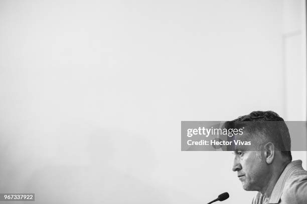 Juan Carlos Osorio, coach of Mexico, speaks during a press conference ahead of FIFA Russia 2018 World Cup at Centro de Alto Rendimiento on June 1,...