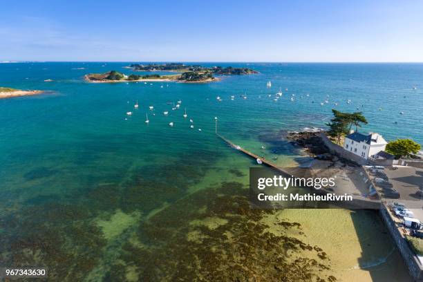 france from the sky : bretagne, carantec and ile callot - brest brittany stock pictures, royalty-free photos & images