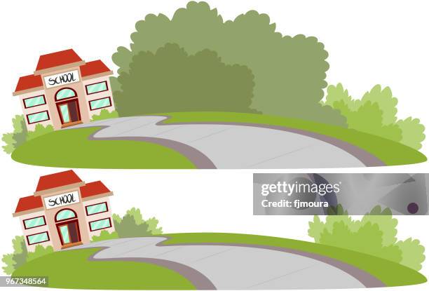 school and park - school yard stock illustrations