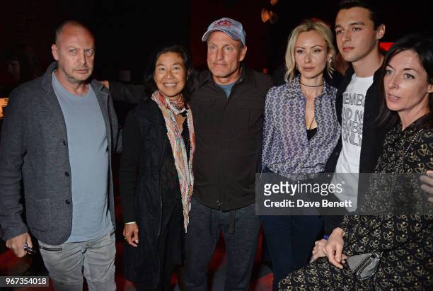 Matthew Freud, Laura Louie, Woody Harrelson, Camilla al-Fayed, Arthur Donald and Mary McCartney attend the "Hoping For Palestine" benefit concert for...