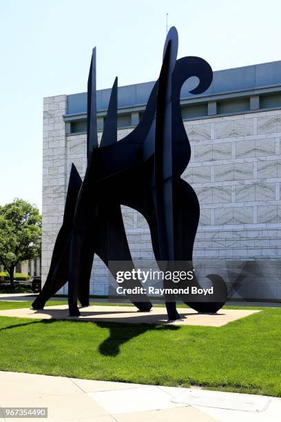 Alexander Calder's 'Young Woman and Her Suitors' sculpture sits outside the Detroit Institute Of Arts in Detroit, Michigan on May 25, 2018. MANDATORY...