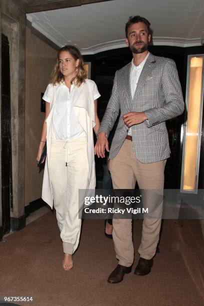 Cody Horn seen leaving her hotel and arriving at Annabel's club in Mayfair on June 4, 2018 in London, England.