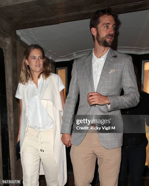Cody Horn seen leaving her hotel and arriving at Annabel's club in Mayfair on June 4, 2018 in London, England.