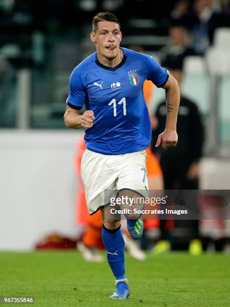 Andrea Belotti of Italy during the International Friendly match between Italy v Holland at the Allianz Stadium on June 4, 2018 in Turin Italy