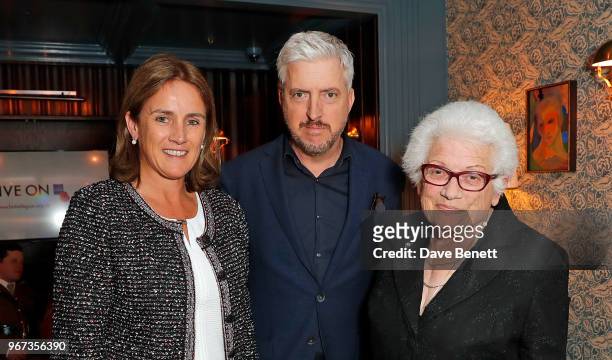 Jennie Churchill, Anthony McCarten and Joy Hunter attend a charity auction, held at The Wigmore in partnership with the Royal British Legion, to...