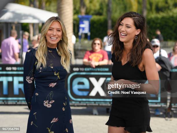 Renee Bargh and Becca Kufrin visit "Extra" at Universal Studios Hollywood on June 4, 2018 in Universal City, California.