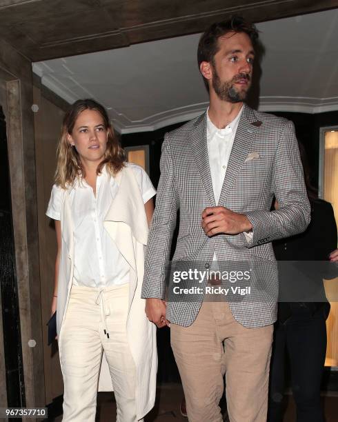 Cody Horn seen leaving her hotel and arriving at Annabel's club in Mayfair on June 4, 2018 in London, England.