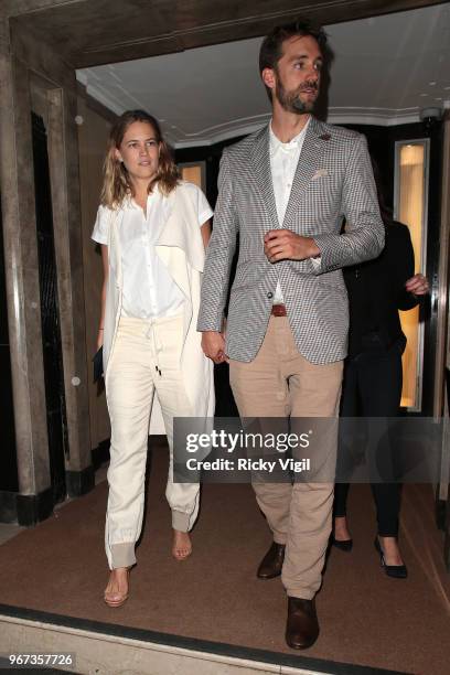 Cody Horn seen leaving her hotel and arriving at Annabel's club in Mayfair on June 4, 2018 in London, England.
