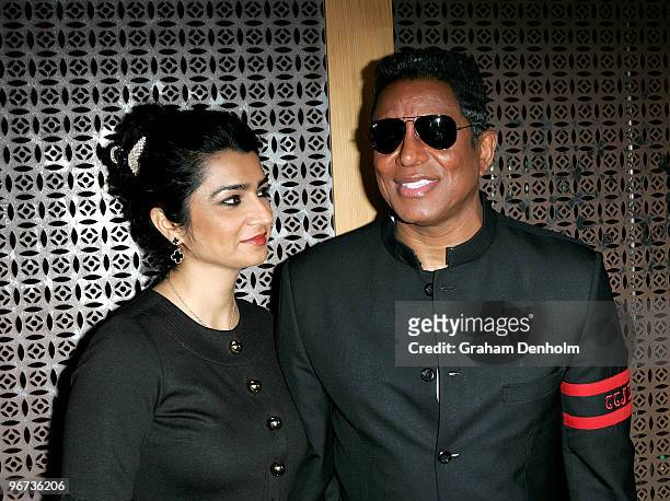 Jermaine Jackson and wife Halima Rashid attend a drinks reception to promote Arena's new TV show "The Jacksons: A Family Dynasty" at Tokonoma on...
