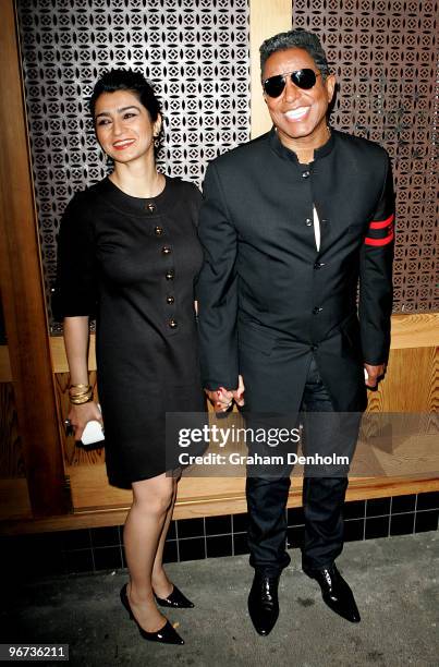 Jermaine Jackson and wife Halima Rashid attend a drinks reception to promote Arena's new TV show "The Jacksons: A Family Dynasty" at Tokonoma on...