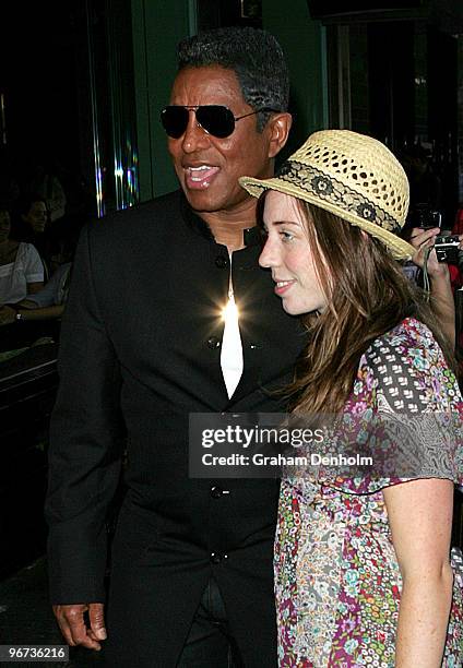 Jermaine Jackson poses with a fan prior to attending a drinks reception to promote Arena's new TV show "The Jacksons: A Family Dynasty" at Tokonoma...