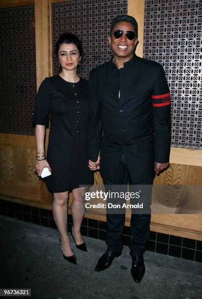 Jermaine Jackson and his wife Halima Rashid attend a drinks reception to promote Arena's new TV show "The Jacksons: A Family Dynasty" at Tokonoma on...