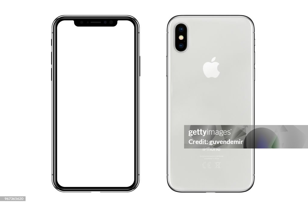 Apple iPhone X Silver White Blank Screen and Rear view