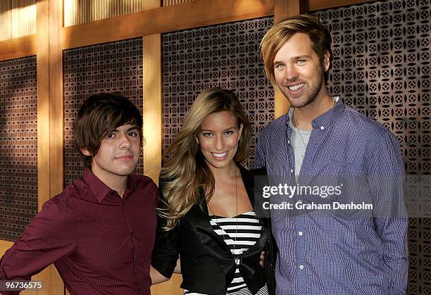 Presenters Billy Russell, Renee Bargh and Danny Clayton attend a drinks reception to promote Arena's new TV show "The Jacksons: A Family Dynasty" at...