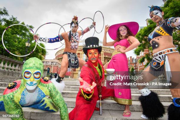 Cast members from Cirque du Soleil pose outside the Albert Hall in London, to announce the return of the production TOTEM to the venue in 2018.