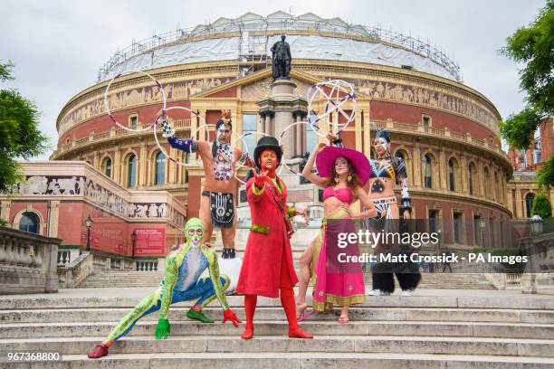 Cast members from Cirque du Soleil pose outside the Albert Hall in London, to announce the return of the production TOTEM to the venue in 2018.