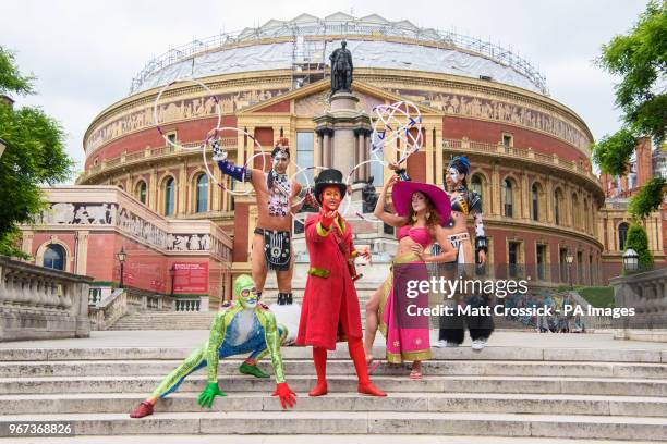 Cast members from Cirque du Soleil pose outside the Albert Hall in London, to announce the return of the production TOTEM to the venue in 2018.