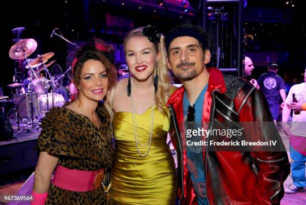Kimberly Williams-Paisley, Ashley Campbell and Brad Paisley attend Nashville '80s Dance Party benefiting The Alzheimer's Association at Wildhorse...
