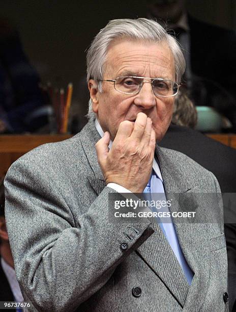 European Central Bank president Jean Claude Trichet arrives to attend a Economic and Financial Affairs ministers meeting on February 16, 2010 at the...