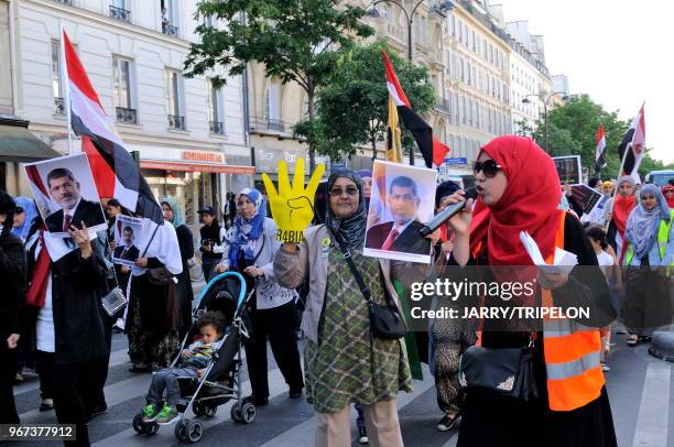 Manifestation du Collectif De?mocratie en Egypte CODE Egypte contre le pouvoir en place et pour le retour de Mohamed Morsi le 30 mai 2015, Paris,...