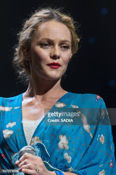 September 17: Vanessa Paradis performs on stage during a concert at Zenith Paris, on September 17 Paris, France.