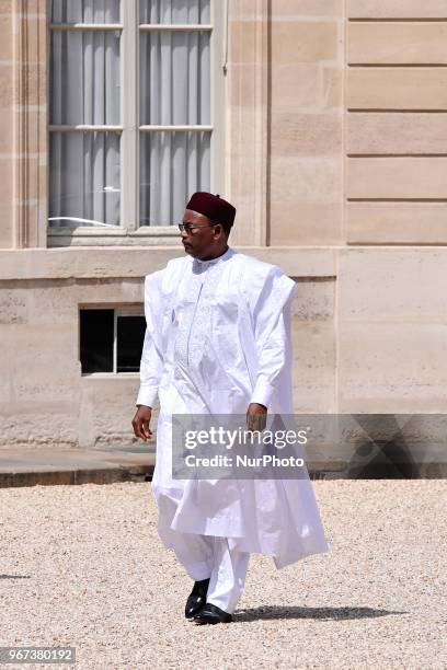 The French President, Emmanuel Macron received for a meeting the Niger Republic President, Mahamadou Issoufou at the Elysée Palace, on the 04 May...