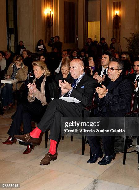 Giovanna Ferragamo, Beppe Modenese, Saverio Moschillo attend the Milan Fashion Week Womenswear Press Conference on February 16, 2010 in Milan, Italy.