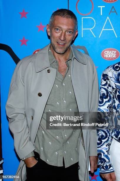 Actor Vincent Cassel attends the "Illusions Dangereuses" Release Party - Vitaly Malkin @Crazy Horse at Le Crazy Horse on June 4, 2018 in Paris,...