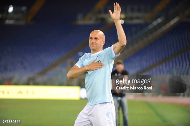 Tommaso Rocchi glory of SS Lazio during the match between SS Lazio Legends and West Ham Legends part of the event 'Di Padre In Figlio' on June 4,...