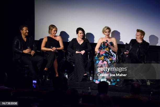 Lee Latchford-Evas, Faye Tozer, Lisa Scott-Lee, Claire Richards and Ian 'H' Watkins take part in a Q&A session at the DVD launch of 'Steps Party On...