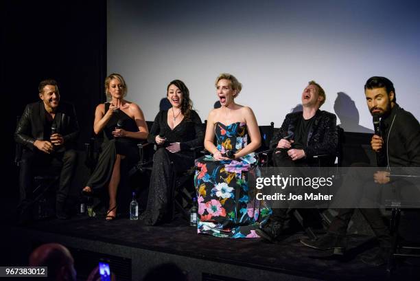 Lee Latchford-Evas, Faye Tozer, Lisa Scott-Lee, Claire Richards and Ian 'H' Watkins take part in a Q&A session at the DVD launch of 'Steps Party On...