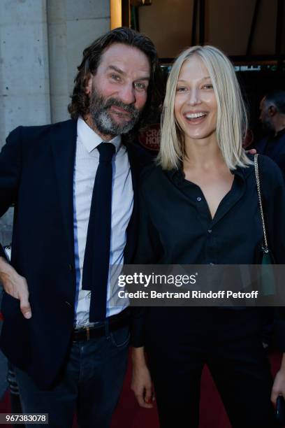 Autor of the preface of the book "Illusions dangereuses", Frederic Beigbeder and actress Alexandrina Turcan attend the "Illusions Dangereuses"...