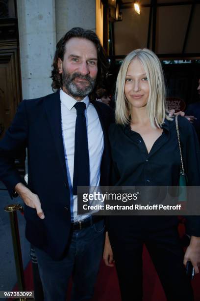 Autor of the preface of the book "Illusions dangereuses", Frederic Beigbeder and actress Alexandrina Turcan attend the "Illusions Dangereuses"...