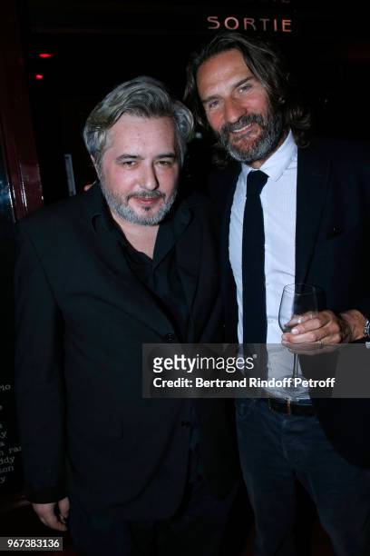 Writer Nicolas Rey and Autor of the preface of the book "Illusions dangereuses", Frederic Beigbeder attend the "Illusions Dangereuses" Release Party...