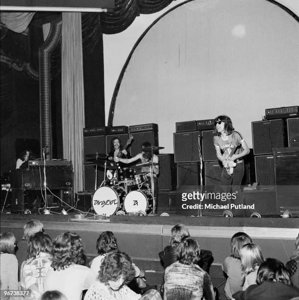 English rock group Argent performing at the Lyceum Theatre, London in May 1970. Left to right: Rod Argent, Jim Rodford, Robert Henrit and Russ...