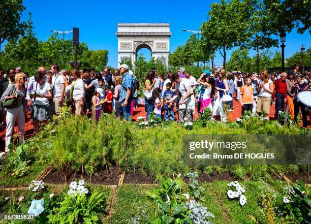 Création de Gad Weil et Laurence Médioni lors de l'événement 'Nature Capitale' par les agriculteurs le 23 Mai 2010 sur les Champs Elysées à Paris,...