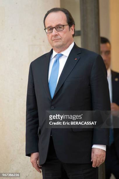 Le président de la République française François Hollande le 21 juillet 2016, Palais de l'Elysée, Paris, France.
