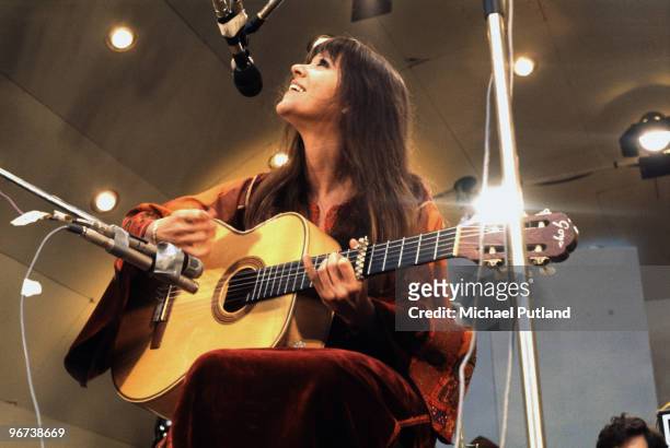 Melanie Safka performs on stage at Crystal Palace, London, 3rd June 1972.