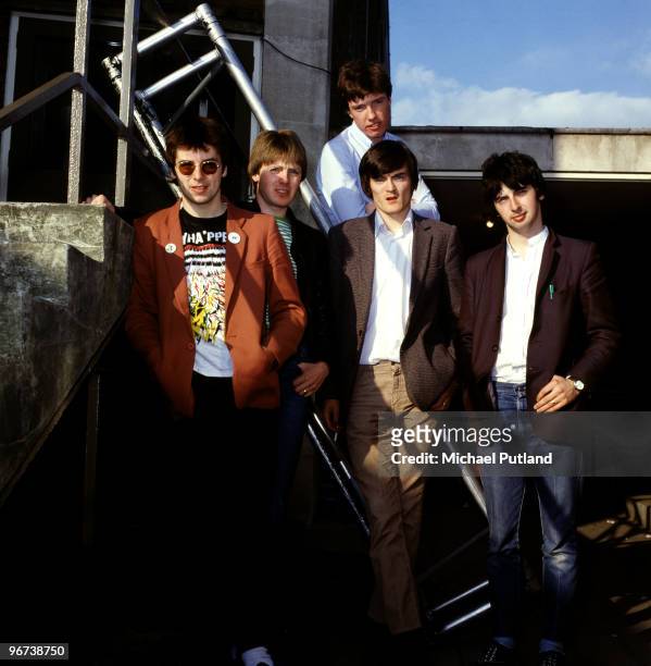 Northern Irish punk-pop group The Undertones, Guildford, Surrey, 1981. Left to right: guitarist Damian O'Neill, drummer Billy Doherty, bassist...