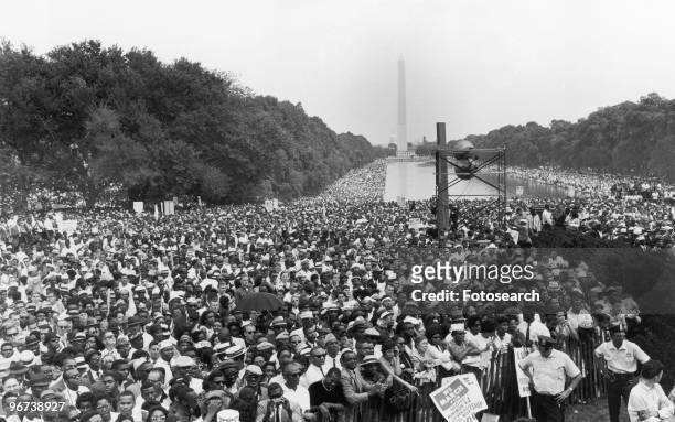 View from the Lincoln Memorial toward the Washington Monument at the end of the March on Washington for Jobs and Freedom, where Martin Luther King Jr...