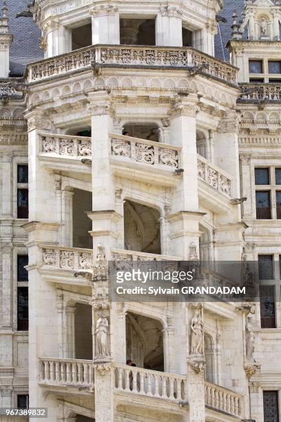Blois castle,. . France, The spiraling stairway in the François I wing combines the French tradition with Italian influence.