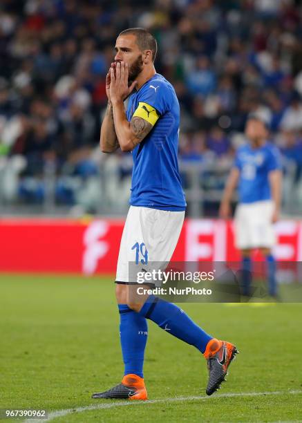 Leonardo Bonucci during the International Friendly match between Italy v Holland at the Allianz Stadium on June 4, 2018 in Turin, Italy. .