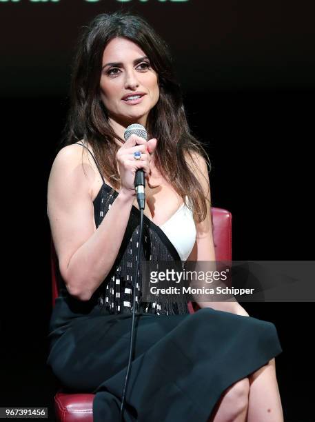 Actress Penelope Cruz speaks on stage during SAG-AFTRA Foundation Conversations: "The Assassination Of Gianni Versace: American Crime Story" at The...